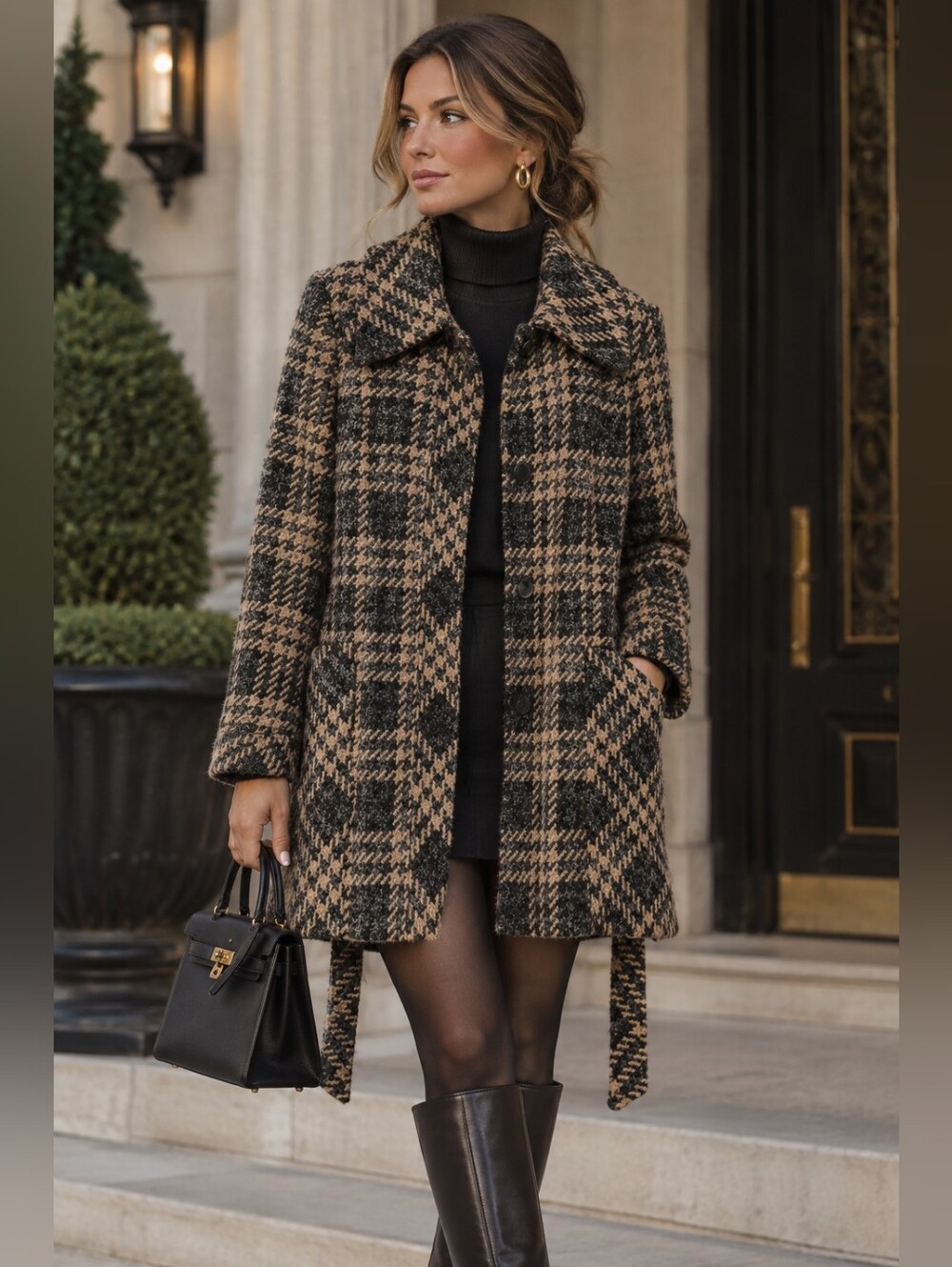 NWT Pendleton Womens 10 Coat Jacket Tweed Plaid Wool Houndstooth  Quiet Luxury